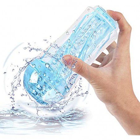 Male Masturbator Sex Adult Toys Pocket Pussy Stroker,Manual Sucking Extrusion Male Masturbators,Portable Crystal Vagina Oral Sleeve Transparent Stroker Blowjob Sucking Stroker