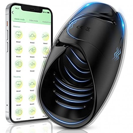 Male Masturbator Penis Training Vibrator with APP Control, Adult Sex Toys Masturbation Sexual Massager with 9 Modes for Men Prolong Endurance, Cock Ring Stimulators for Couples Pleasure