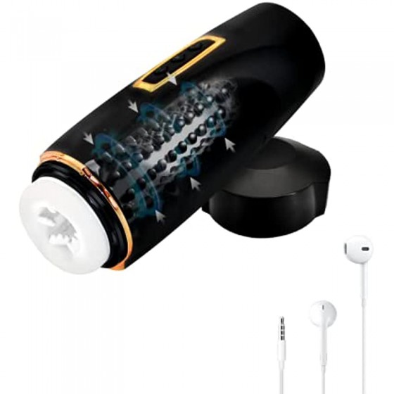 4 in 1 Automatic Male Masturbator Cup with 10 Vibrating&7 Sucking&7 Thrusting Modes&3 Voice Music with Earphone Realistic Textured Stroker Pocket Pussy for Penis Stimulation for Men Adults