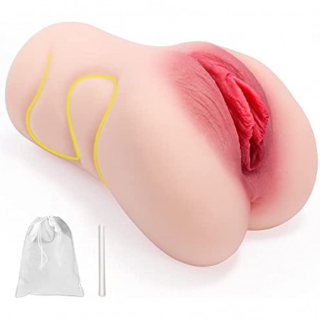 Realistic Male Masturbator Pocket Pussy Stroker for Men Masturbation, 2 in 1 Easy Grip Male Stroker  Adult Sex Toy Portable Penis Sucking Toy Closed End