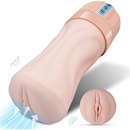 Automatic Male Masturbator Sex Toys - Double Layer Pocket Pussy Stroker with 3D Realistic Textured, Male Masturbators Cup with 5 Sucking 10 Vibrating Male Stroker Adult Sex Toys for Men Masturbation
