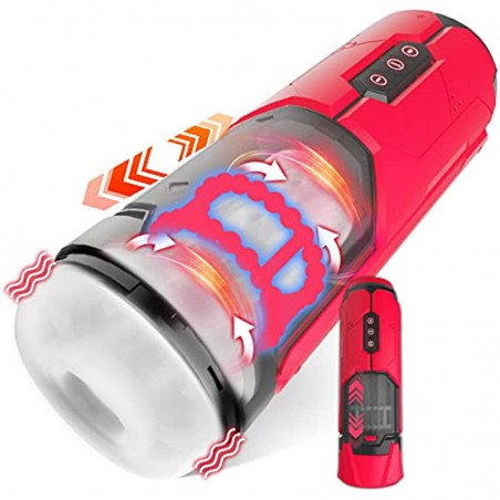 Tazew Automatic Male Masturbator with Penis Ring, Male Masturbators Cup with 7 Thrusting & Vibration Modes for Penis Stimulation Electric Pocket Pussy Male Stroker Toy, Adult Male Sex Toys for Men
