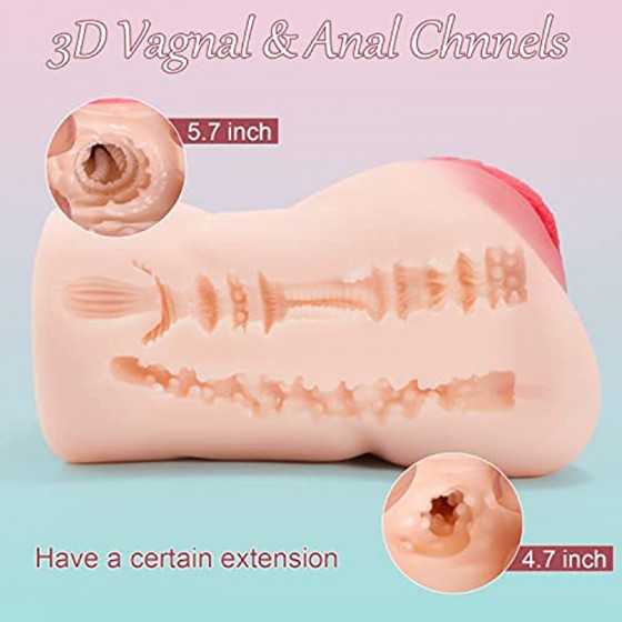 Pocket Pussy Male Masturbators Sex Toys for Men, Sex Stroker with 3D Realistic Vagina and Tight Anal for Men Masturbation, Porta