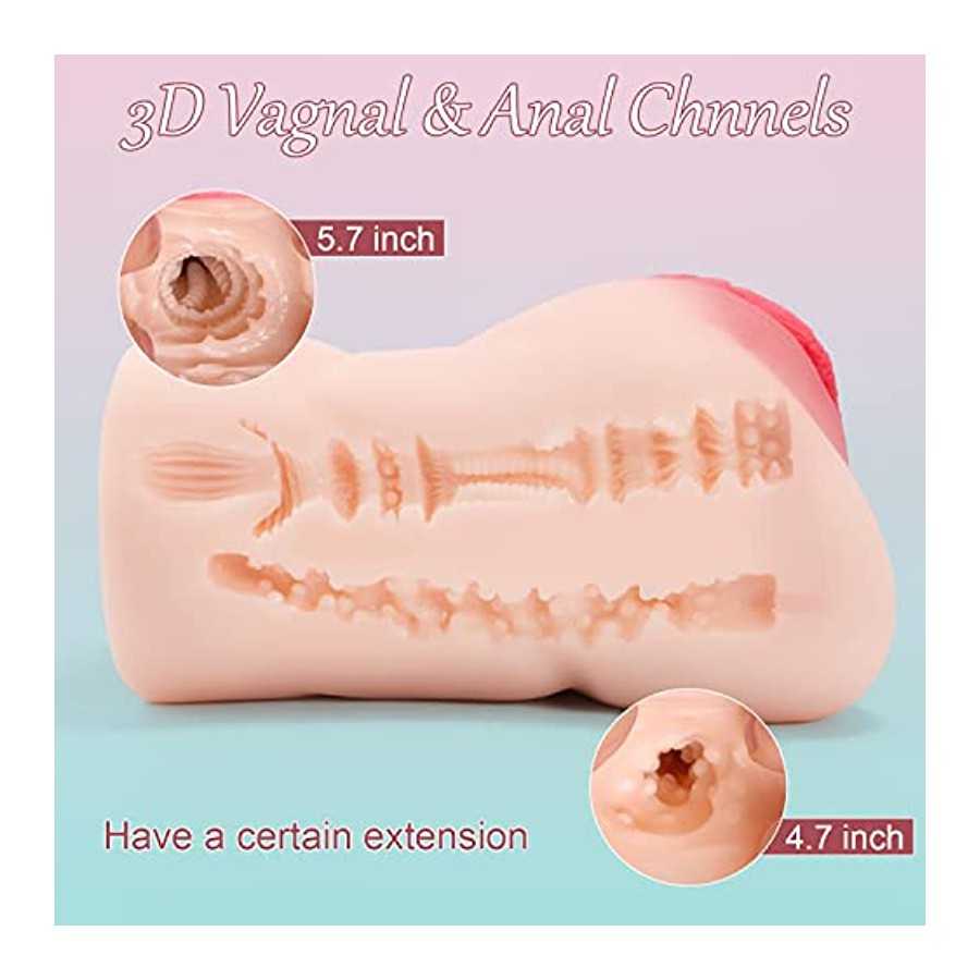 Pocket Pussy Male Masturbators Sex Toys for Men, Sex Stroker with 3D Realistic Vagina and Tight Anal for Men Masturbation, Porta