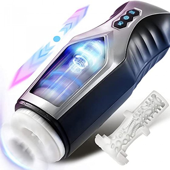 Automatic Male Masturbator Cup 7 Thrusting & Vibrating Modes & 3D Realistic Channel , Thrusting Masturbator Stroker with Fast Telescopic Speed ，ULOVIME Male Sex Toys for Men Masturbation