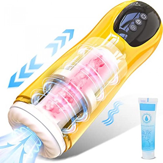 Male Masturbator, Automatic Male Masturbators Cup with 7 Thrusting & 7 Vibrating Modes, Electric Pocket Pussy Realistic Textured Male Stroker Penis Trainer, Waterproof Adult Sex Toys for Man/Men