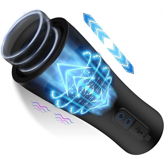 Automatic Male Masturbator - Sex Toys for Men with 10 Vibration & 3 Thrusting, Electric Pocket Pussy for Men Waterproof Adult Sex Machine(Black-D)
