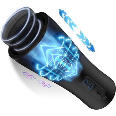Automatic Male Masturbator - Sex Toys for Men with 10 Vibration & 3 Thrusting, Electric Pocket Pussy for Men Waterproof Adult Sex Machine(Black-D)