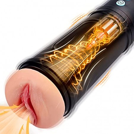 Automatic Male Masturbator Cup with 7.1in Rrealistic Pocket Pussy, Sucking Male Masturbators with 5 Suction Modes and 10 Vibration Modes, Tivino Vibrating Male Sex Toy for Men Masturbation