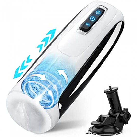 Automatic Male Masturbator,Electric Thrusting Masturbator Cup with 10 Thrusting & Rotating Modes for Penis Stimulation,Adult Masturbator Sex Toy Hands Free Pocket Pussy Blowjob Stroker,Suction Base