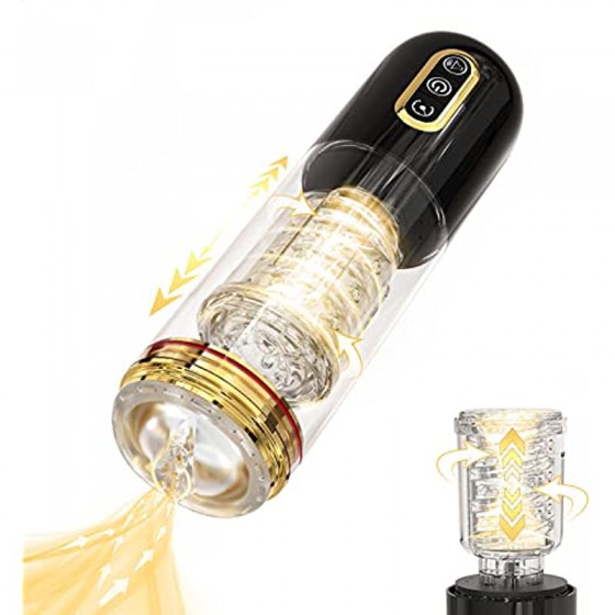 Jaffen 3 in 1 Male Masturbators Sex Toys Automatic Male Masturbator Cup with 10 Suction, Rotation, Thrusting，Vaginal Mouth Pocket Pussy Strokers Penis Pump with Soft Sleeve Realistic Sex Toys for Men