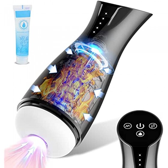 Automatic Sucking Male Masturbator Cup, Flicos Male Masturbation Blowjob Toy with 3 Sucking 10 Vibration Powerful Modes, Pocket Pussy Male Stroker with 3D Realistic Textures for Penis Stimulation