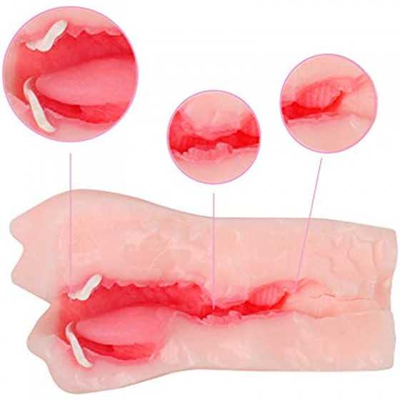Silicone Realistic Mouth with Tongue and Teeth Male Masturbator Oral Sex Blow Job Pocket Pussy Adult Toy