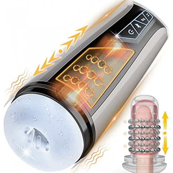 Automatic Male Masturbators with Thrusting Massage Beads, Adult Sex Toys for Men's Sex, Tanshunly Hands Free Vibrating Male Masturbator Cup Men Sex Toy Stroker Realistic Pleasure,Vibrator Masturbation