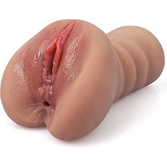 Realistic Male Masturbator Toy with Skin Texture Elastic Soft Portable Flesh 3D Vagina Anal, Real Female Pocket Pussy, Firm Dual