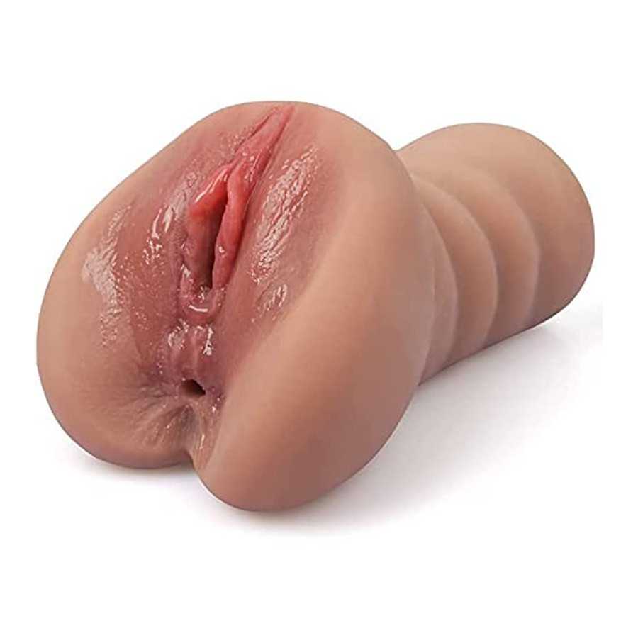 Realistic Male Masturbator Toy with Skin Texture Elastic Soft Portable Flesh 3D Vagina Anal, Real Female Pocket Pussy, Firm Dual
