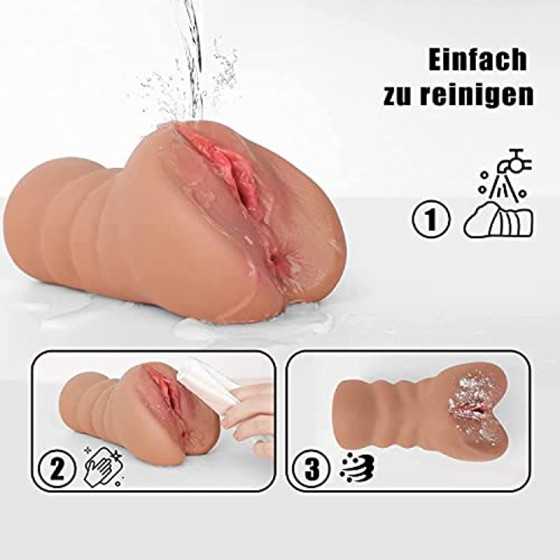 Realistic Male Masturbator Toy with Skin Texture Elastic Soft Portable Flesh 3D Vagina Anal, Real Female Pocket Pussy, Firm Dual