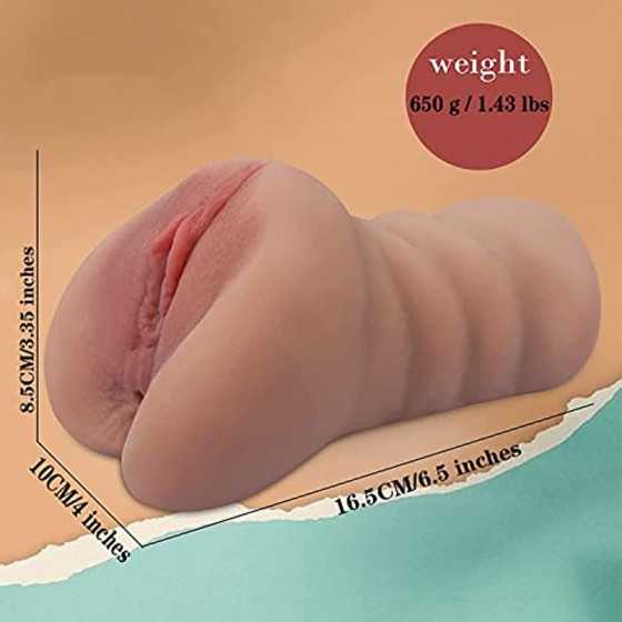 Realistic Male Masturbator Toy with Skin Texture Elastic Soft Portable Flesh 3D Vagina Anal, Real Female Pocket Pussy, Firm Dual