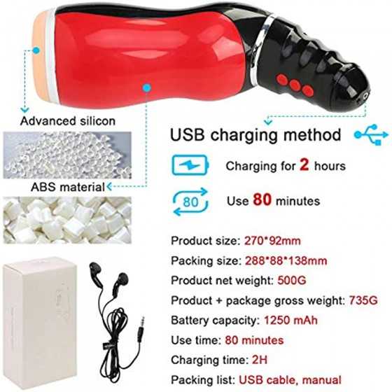 Male Masturbator Cup Adult Sex Toys for Men, Automatic Electric 5 Clamping 10 Vibrating with Various Woman Moans Stroker Masturb