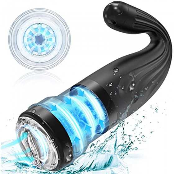 Powerful Automatic Male Masturbator - 4 Vibration & Rotating Modes, Realistic Pocket Pussy Stroker Cup - USB Rechargeable Adult 
