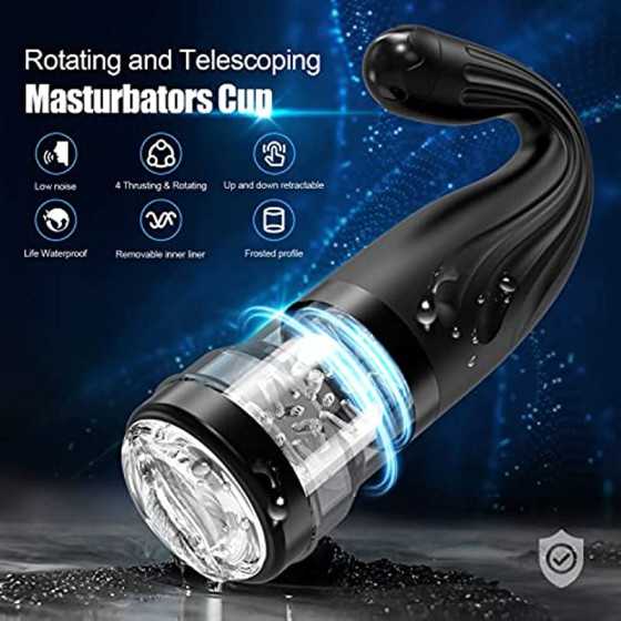 Powerful Automatic Male Masturbator - 4 Vibration & Rotating Modes, Realistic Pocket Pussy Stroker Cup - USB Rechargeable Adult 