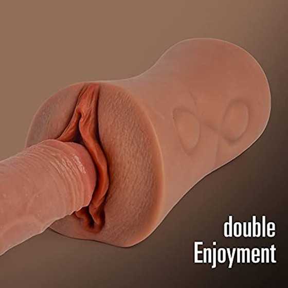 Realistic Male Masturbator Pocket Pussy for Men Tight,Brown Skin Realistic Masturbator Male Sex Toy with 2 Hole for Men Masturba