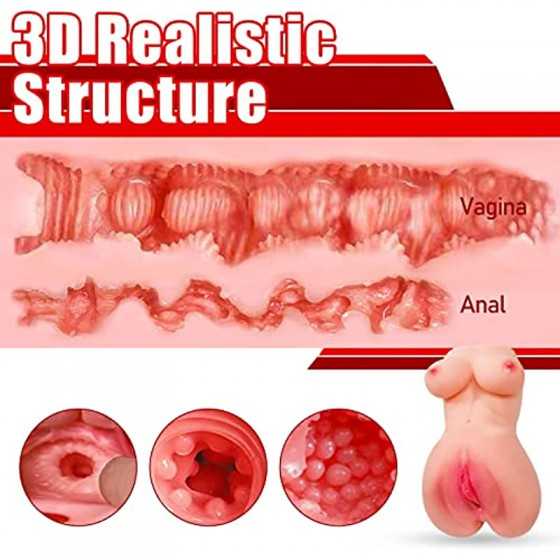 Ohiele Sex Doll Male Masturbators Lifelike Pussy Ass with Realistic 3D Textured Tight Vaginal and Soft Big Boobs- Strong Suction