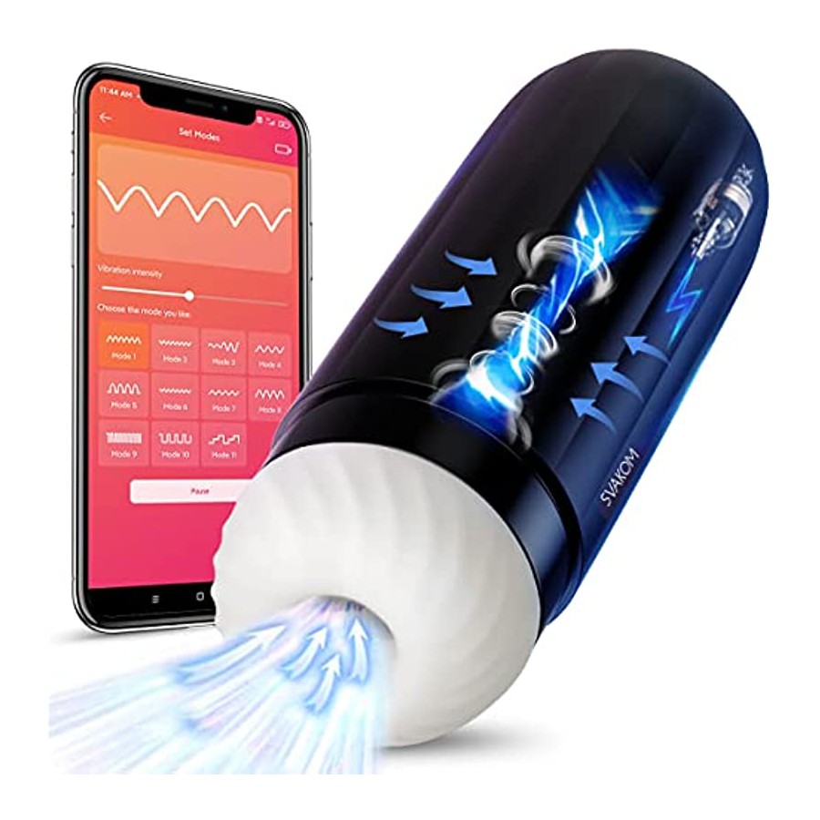 APP-Remote Automatic Sucking Masturbator Men Sex-Toy - SVAKOM APP-Control & 2D Interactive Hands Free Masturbators Cup with 5 Su