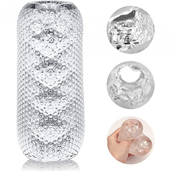 Male Masturbator Cup Masturbate Sleeve Sex Toy, Double-Opened Crystal Vagina Oral Sleeve Transparent Stroker Blowjob Sucking Portable Stroker Easy Clean for Oral Play for Men