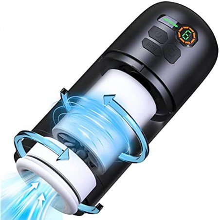 Automatic Bidirectional Rotating Male Masturbator Sex Toy with 6 Rotation, LOVENOTE Pocket Pussy with Realistic Sleeve Stroker Masturbators, LED Screen Blowjob Adult Sex Toys & Games for Men Pleasure