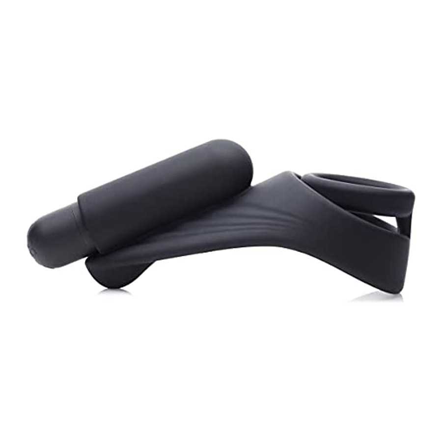Trinity Vibes 7X Silicone C-Ring with Vibrating Taint Stimulator, Black