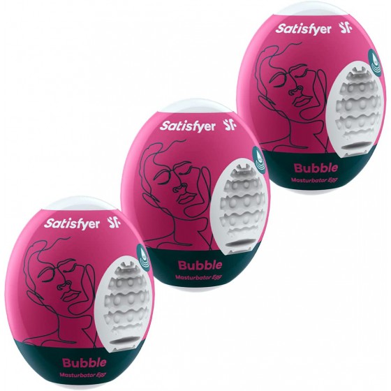 Satisfyer Masturbator Egg 3 Pack - Stroker for Male Masturbation, Portable Pleasure Sleeve, Super-Stretchy, No Lubricant Required, Disposable, Single-Use (Naughty, Savage, Crunchy)