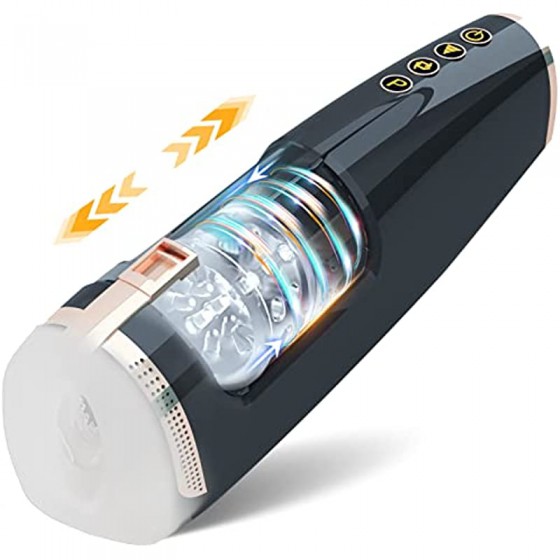 Thrusting Male Masturbator Cup Sex Toy for Men with 5 Powerful Frequencies and 3 Speends -3D Realistic Textured Vagina Automatic Pocket Pussy 6'' Deep Blowjob Stroker for Male Masturbation