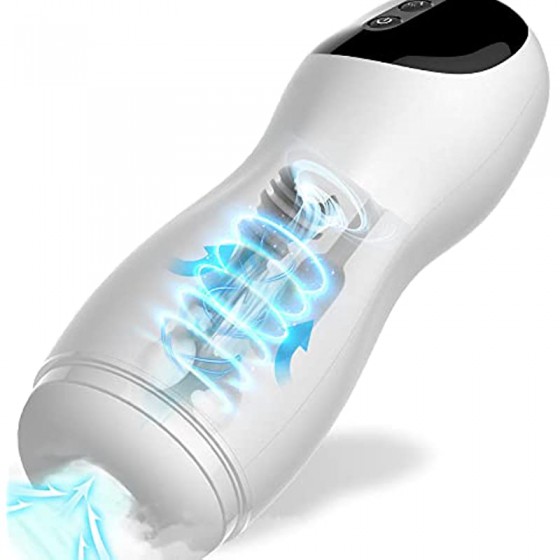 Deep Throat Automatic Male Masturbator Cup with 3 Sucking & 12 Vibration, Swallowing Blowjob Toy Silicone Male Stroker for Men, Oral Sex Toy for Penis Masturbation