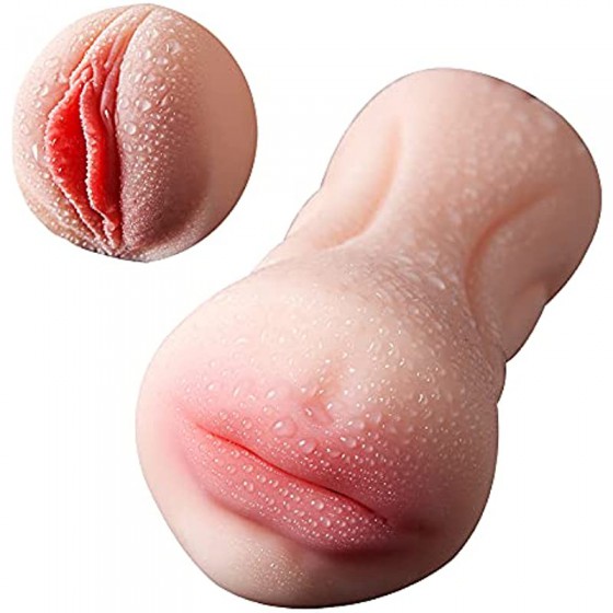 2 in 1 Male Masturbator Adult Sex Toy with Realistic Textured Pocket Pussy with 3D for Male Self Pleasuring Toys Portable Flesh Light Sex Doll Adult Male Sex Toys for Men Masturbation Pleasure