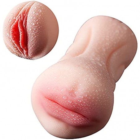 2 in 1 Male Masturbator Adult Sex Toy with Realistic Textured Pocket Pussy with 3D for Male Self Pleasuring Toys Portable Flesh Light Sex Doll Adult Male Sex Toys for Men Masturbation Pleasure
