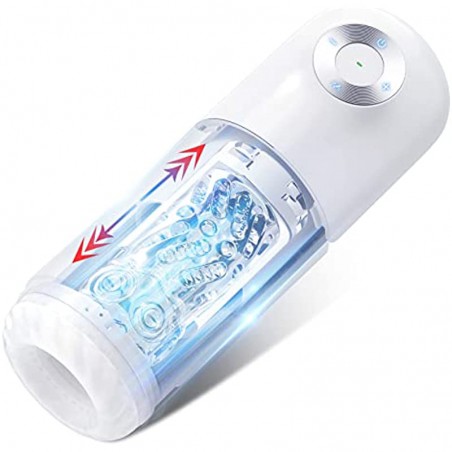 Automatic Thrusting Male Masturbator Cup with 4 Thrusting Modes and 4 Telescopic Speeds, Jinglejungle Ultra Quiet 3D Realistic Textured Pocket Pussy for Male Masturbation, Adult Sex Toys for Men
