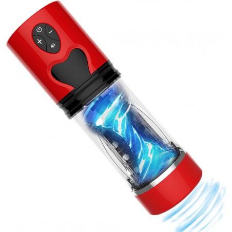 New Automatic Male Masturbators - Upgraded 8 Vibration & Suction Hands Free Pocket Pussy Male Stroker with 3D Realistic Textured,Adult Sensory to (Red2), 1.0 Count