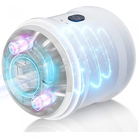 Automatic Male Masturbator Vibrator- 10 Intense Frequency Dual Open-Ended Pocket Pussy Stroker Penis Massager Trainer Cup Adult Sex Toy Ribbed 3D Tunnel & Built-in Two Powerful Motors