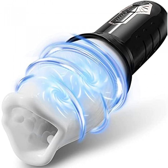 Powerful Male Masturbator with 10 Powerful Rotating Patterns - Blowjob Male Stroker, Realistic Pocket Pussy, Adult Oral Male Sex Toys for Men and Couples