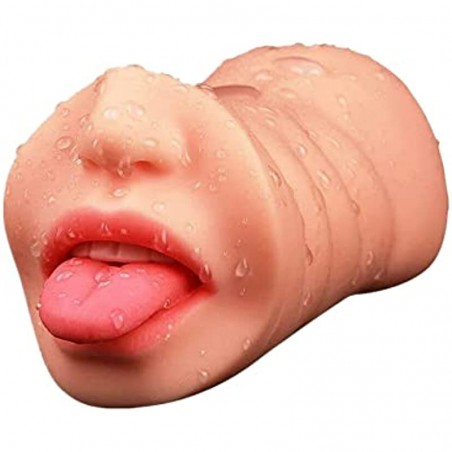 Pocket Pussy Male Masturbator Sucker Toy Double-Ended Male Sex Toys Mouth Tongue Textured Vagina & Tight Anus Realistic Suckings for Men Masturbation