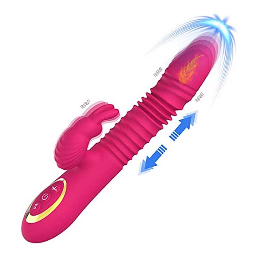 Thrusting Rabbit Pussy Anal Dildo Vibrator Adult Sex Toys with 20 Vibrating Modes for Women Clitoris Vagina Nipple Stimulator Ma