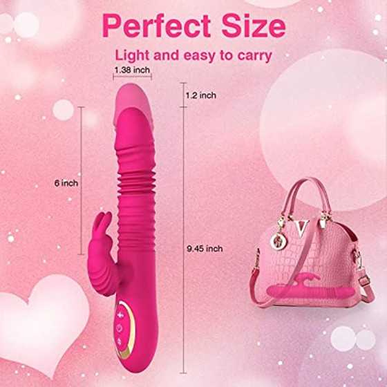 Thrusting Rabbit Pussy Anal Dildo Vibrator Adult Sex Toys with 20 Vibrating Modes for Women Clitoris Vagina Nipple Stimulator Ma