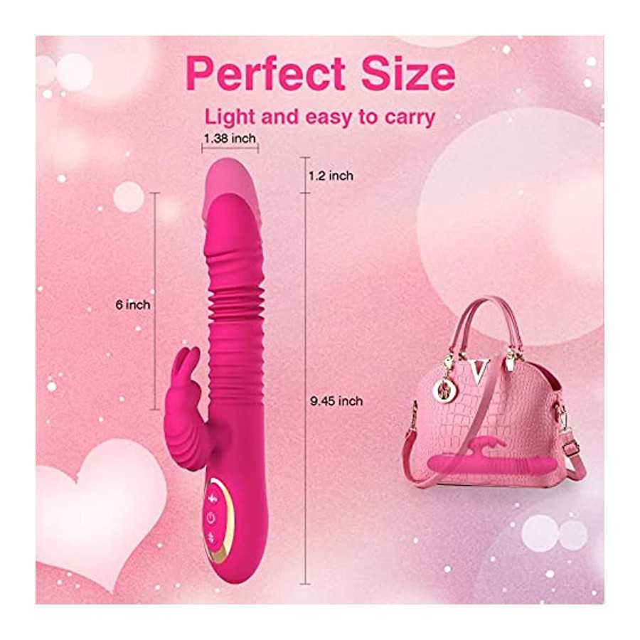 Thrusting Rabbit Pussy Anal Dildo Vibrator Adult Sex Toys with 20 Vibrating Modes for Women Clitoris Vagina Nipple Stimulator Ma