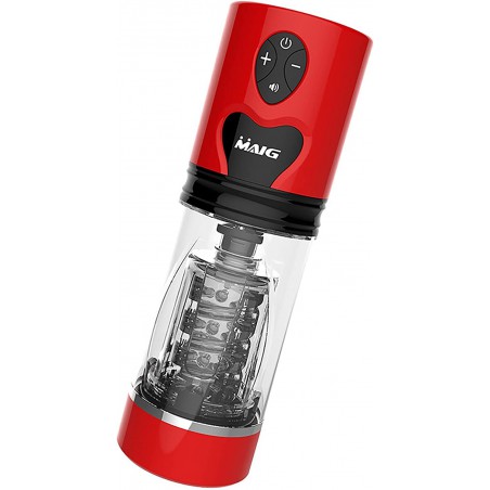 Male Masturbator, Automatic Telescopic Male Masturbator with Upgraded 5 Telescopic Rotation Modes, 3D Realistic Vagina Automatic Stroker with Strong Thrusting Toys for Mens Pleasure (Red)