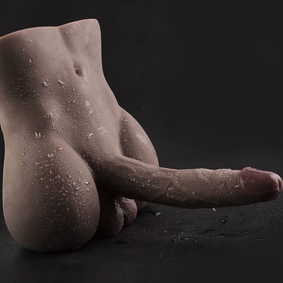 Brown Male Sex Doll with Flexible Dildo Realistic Sex Huge Cock, Men Sex Dolls for Women Tight Anal Hole 8in Cock for Female Masturbation, Unisex Masturbator Sex Toy for Men Women Gay Couple 6.2LB