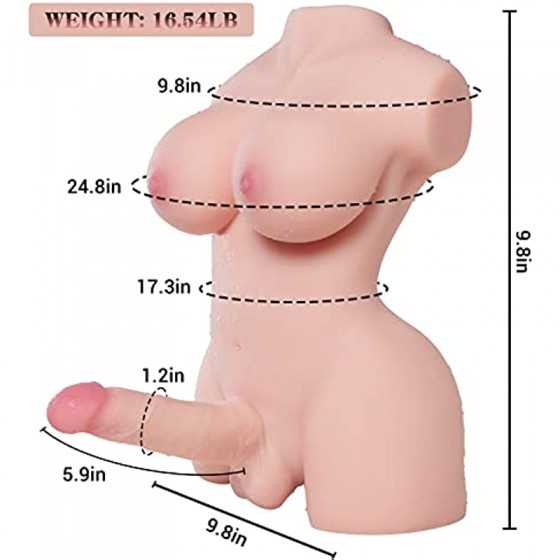Lifelike Shemale Sex Doll Transsexual Torso Toy with Tight Anus Dildo Love Toys, Adult Love Doll for Men Women Couple Unisex Mas