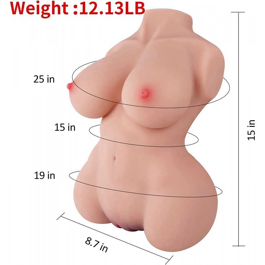 12.2 LB Sex Doll Male Masturbator with Torso, 3 in 1 Realistic Big Boobs Tight Vaginal & Anal for Men Masturbation, 3D Life-Size
