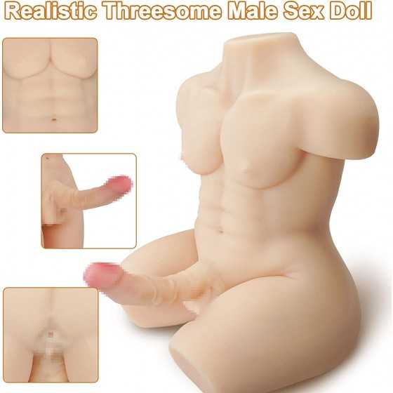 TANTALY 19.8LB Shemale Sex Doll Torso Lifelike Transsexual Love Dolls with 7 inch Penis Adult Pleasure Sex Toy Silicone Realisti