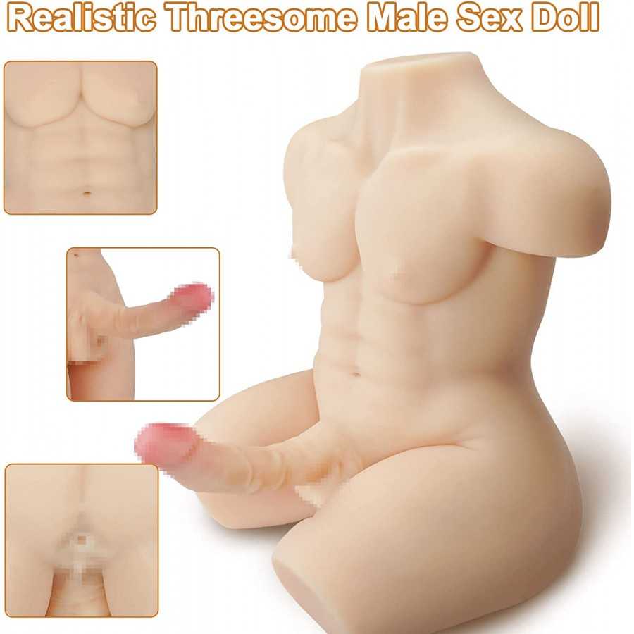 TANTALY 19.8LB Shemale Sex Doll Torso Lifelike Transsexual Love Dolls with 7 inch Penis Adult Pleasure Sex Toy Silicone Realisti
